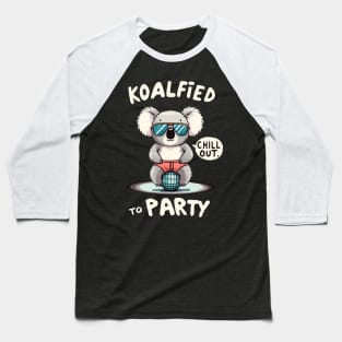 TestKoalified to Party Disco Koala (Back Print) Baseball T-Shirt